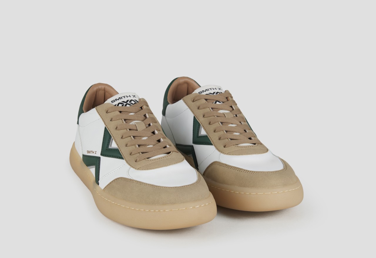 Alexander Smith Ocean Uomo in bianco e dettagli in suede con logo laterale e tallone verdi