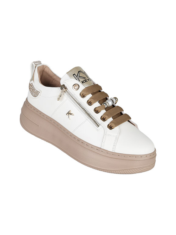 Jane Klain Sneaker Donna Similpelle Bianco – Lacci E Cerniera, Taglia 41