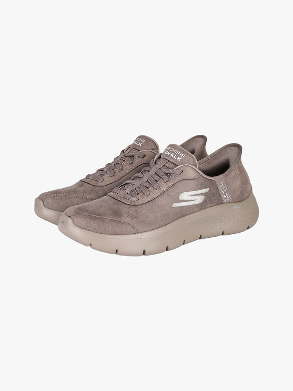 Skechers Go Walk Flex Sneakers Donna In Pelle Scamosciata - Marrone Basse Taglia 36