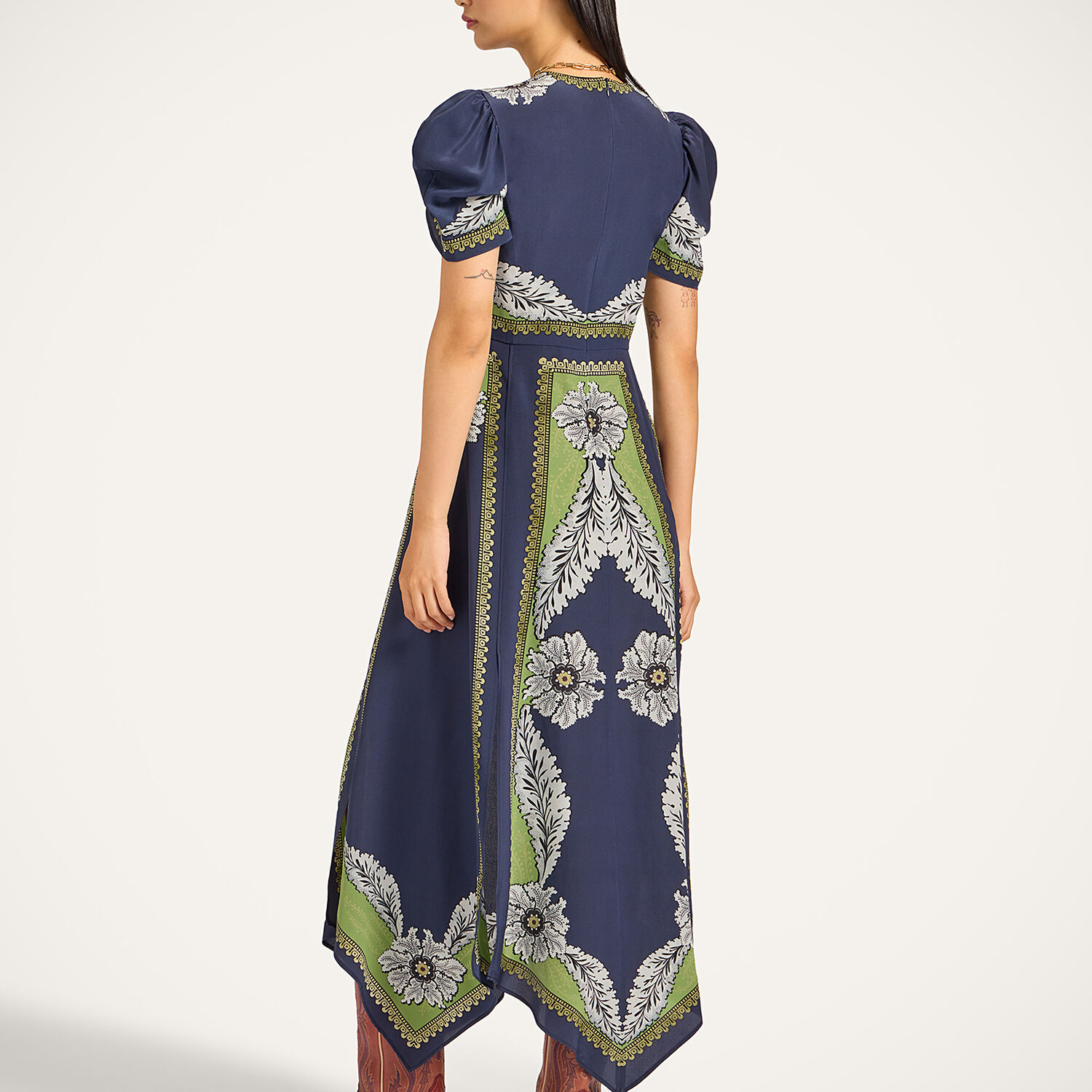 La DoubleJ Back In Stock gend - Cherie Scarf Dress Bounty Placée Navy XS 100% Silk