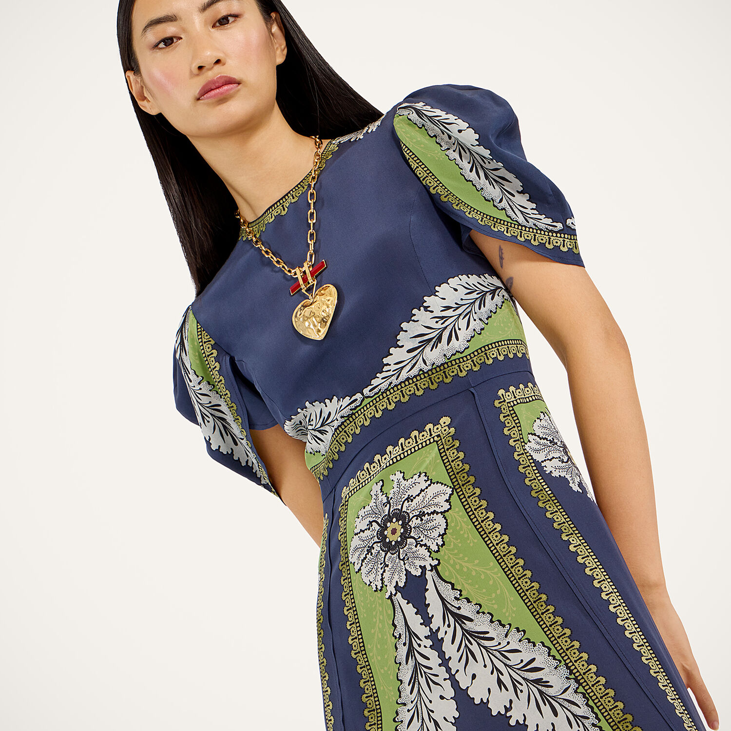 La DoubleJ Back In Stock gend - Cherie Scarf Dress Bounty Placée Navy XS 100% Silk