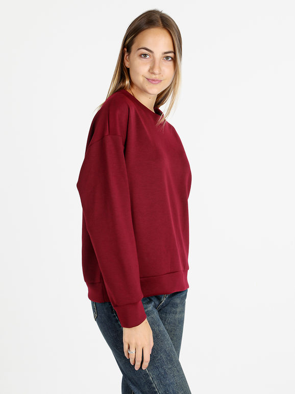 Solada Felpa Girocollo Da Donna Ovesize - Bordeaux Leggere Rosso Taglia Unica