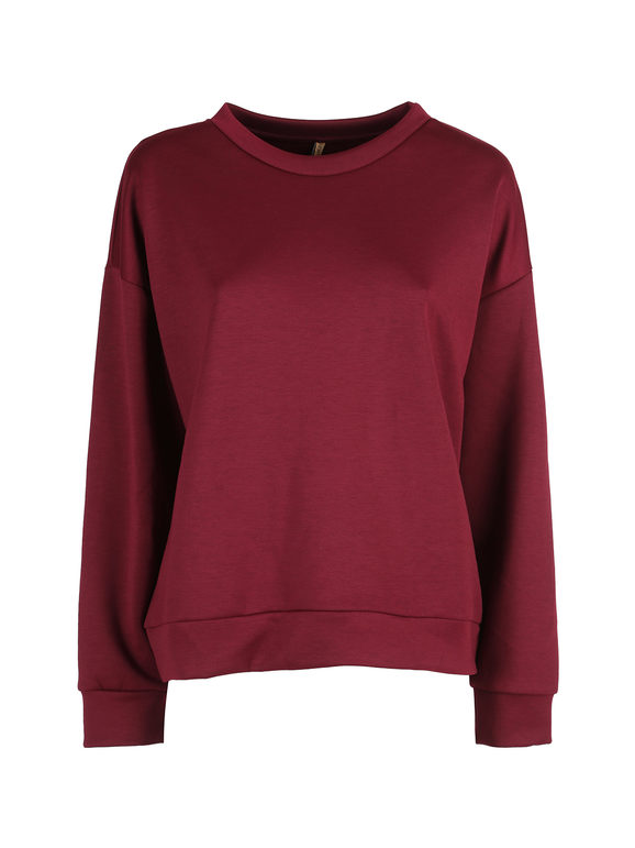 Solada Felpa Girocollo Da Donna Ovesize - Bordeaux Leggere Rosso Taglia Unica