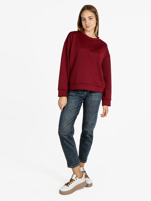 Solada Felpa Girocollo Da Donna Ovesize - Bordeaux Leggere Rosso Taglia Unica