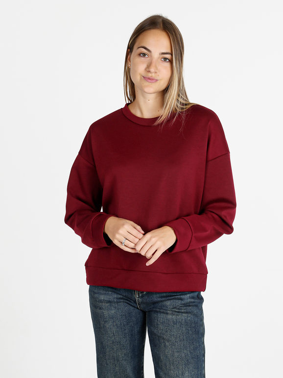 Solada Felpa Girocollo Da Donna Ovesize - Bordeaux Leggere Rosso Taglia Unica