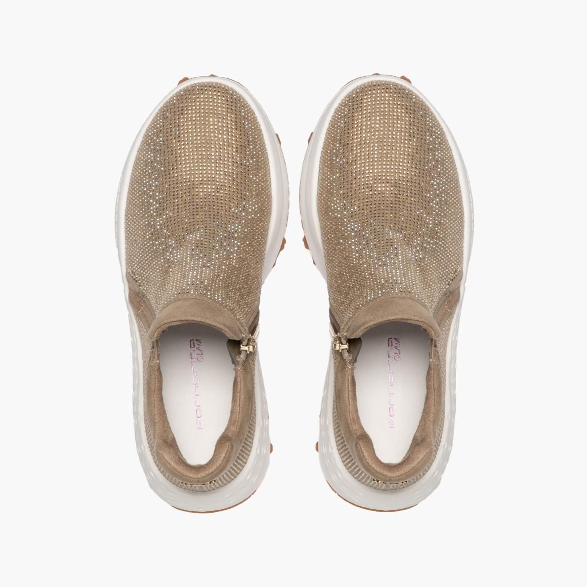 Fornarina Sneakers Double Beatle slip on con strass gold