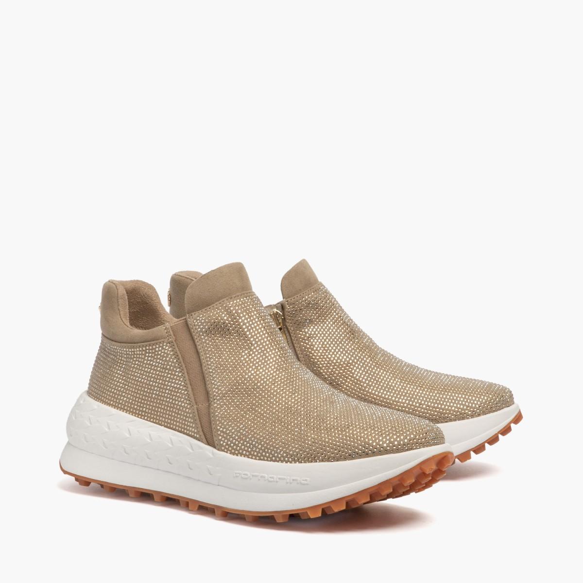 Fornarina Sneakers Double Beatle slip on con strass gold
