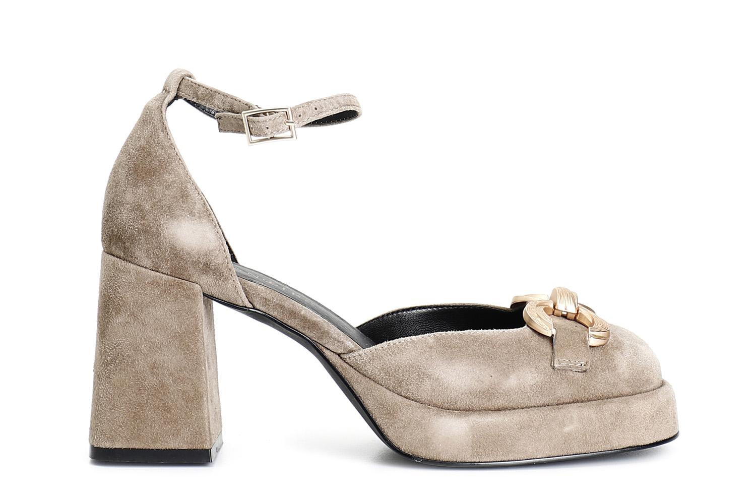 Cafènoir LD5030 Décolleté in camoscio con laccio e morsetto