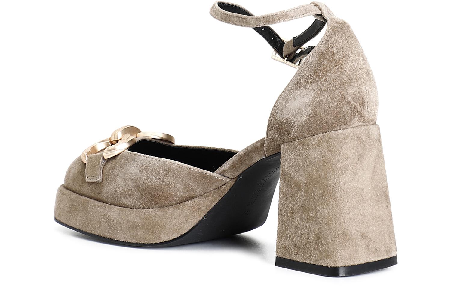 Cafènoir LD5030 Décolleté in camoscio con laccio e morsetto