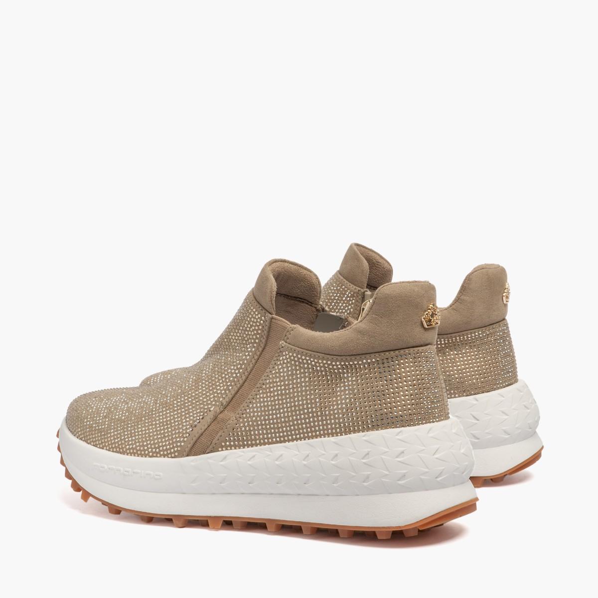 Fornarina Sneakers Double Beatle slip on con strass gold