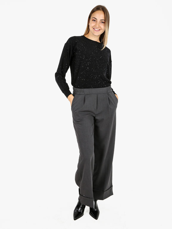 Nova Pullover Donna Girocollo Con Strass - Nero Taglia L