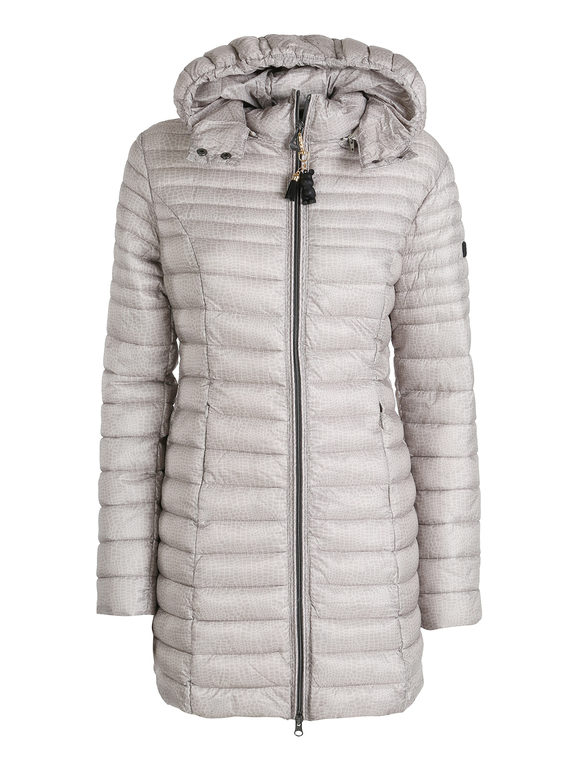 Mont Rose Giubbotto Lungo Da Donna Con Cappuccio e Zip - Beige Piumini Invernali Taglia 3xl