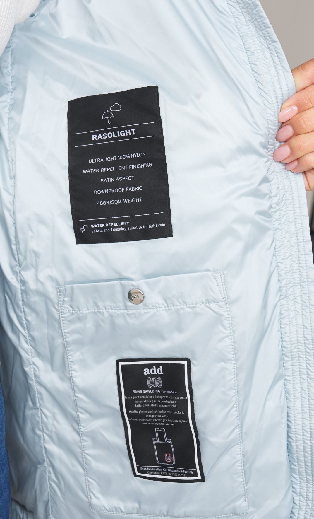 PIUMINO LUNGO ADD SVASATO CON COLLO CAPPUCCIO AVVOLGENTE, Colore Celeste