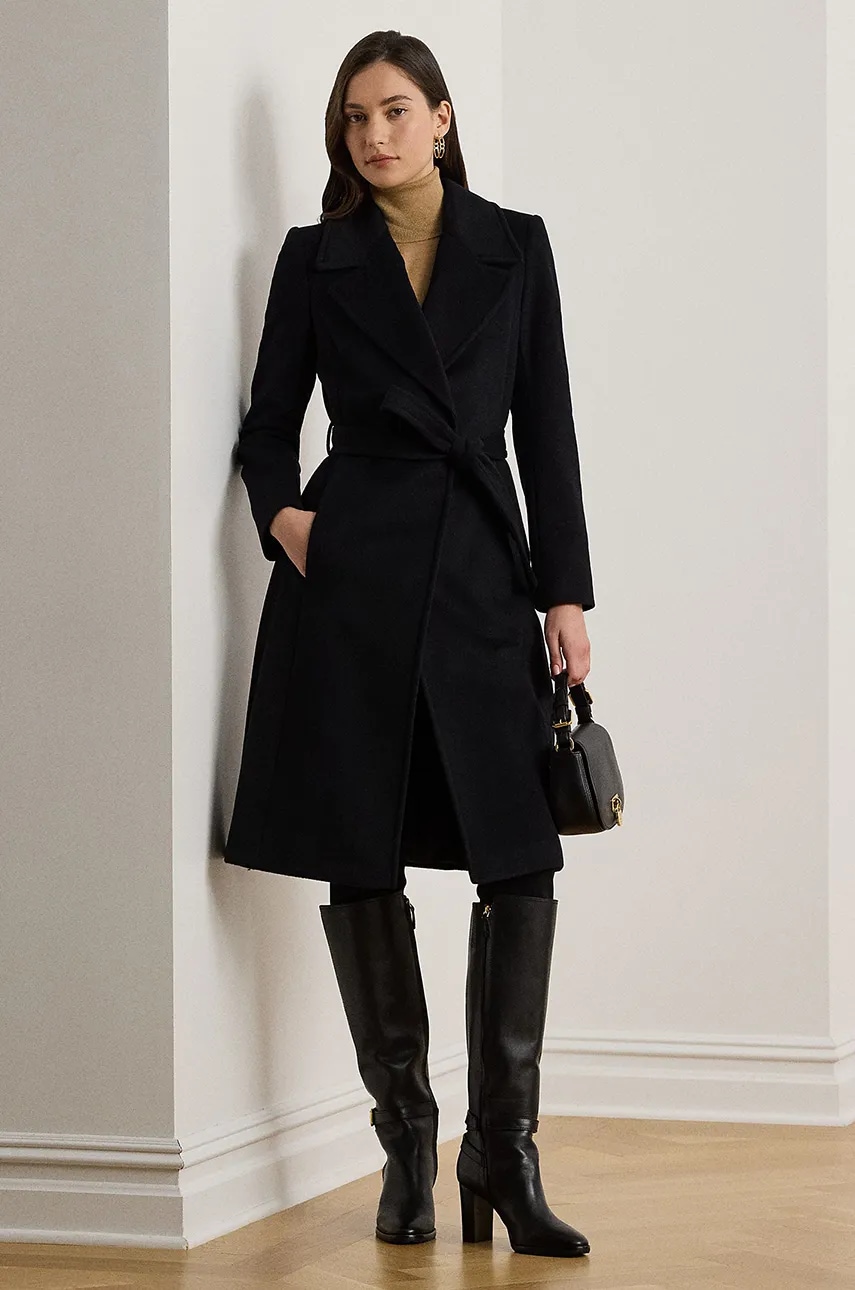 Lauren Ralph Lauren cappotto in lana colore nero 297962169