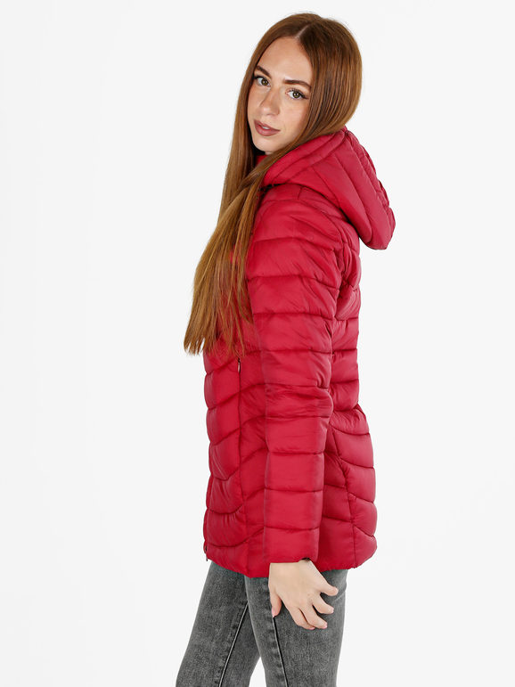 Flight Finery Giubbotto Lungo Da Donna Con Cappuccio e Zip - Rosso Giacconi Taglia 5xl