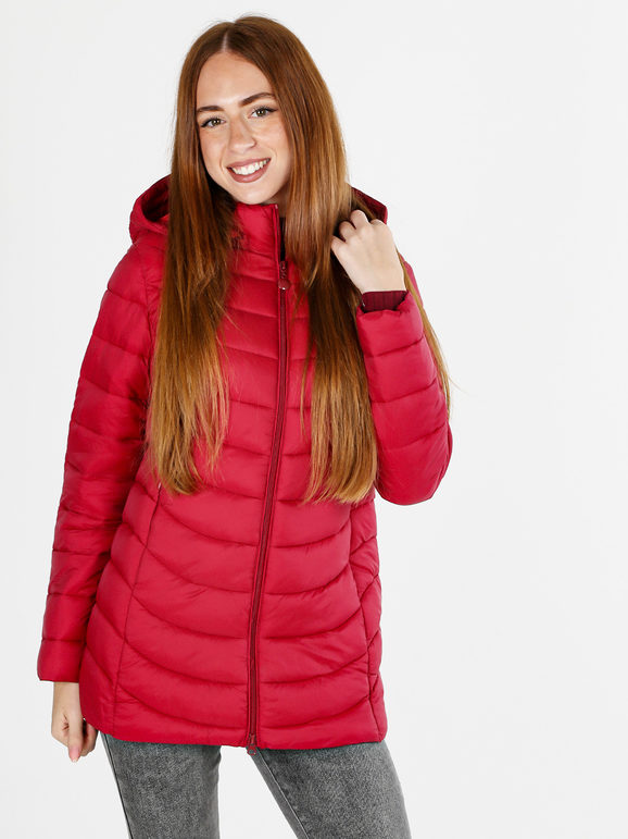 Flight Finery Giubbotto Lungo Da Donna Con Cappuccio e Zip - Rosso Giacconi Taglia 5xl