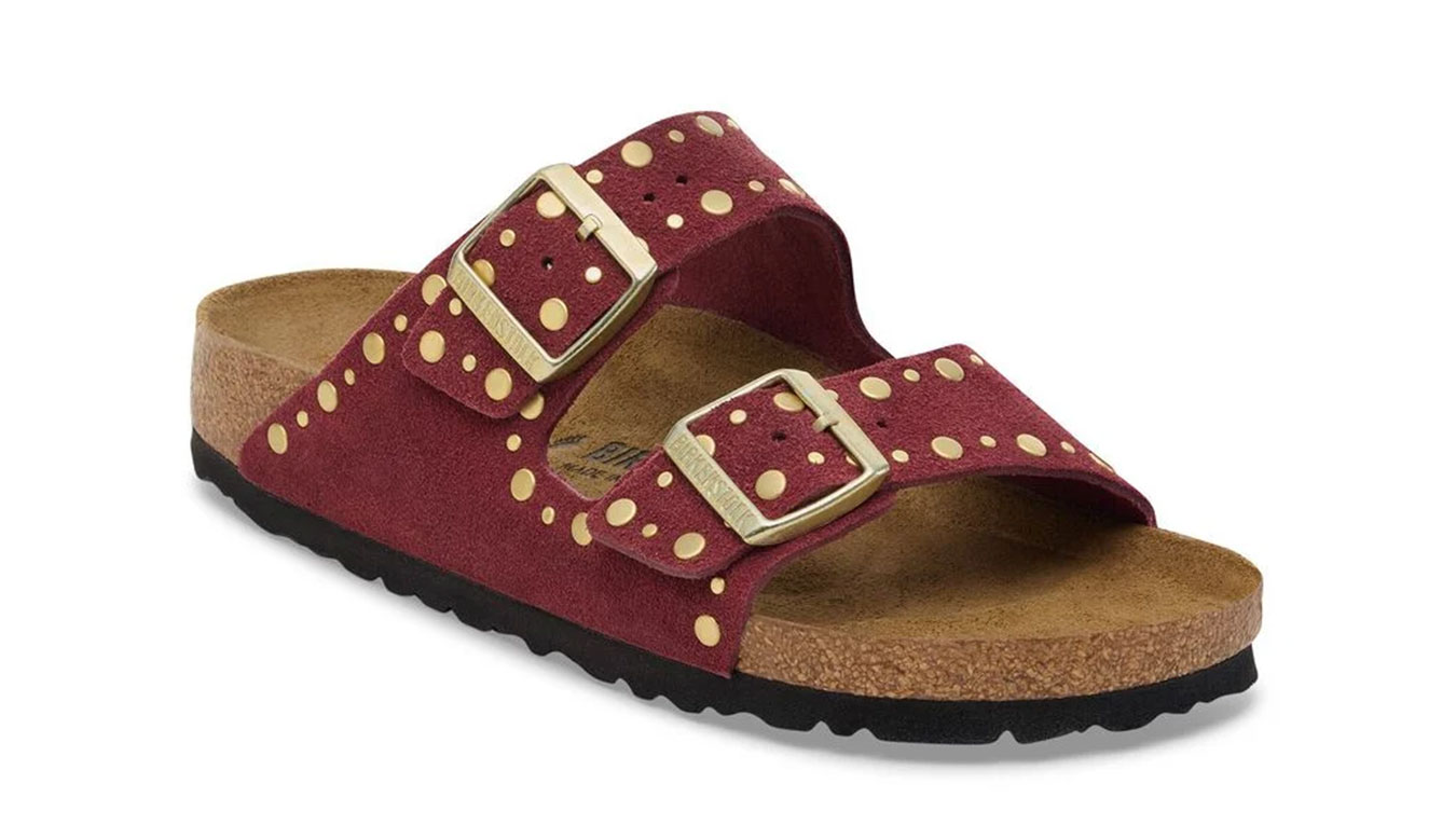 Birkenstock Arizona Rivet Suede Leather Regular Fit Donne - Sandali Birkenstock - Borgogna - 1030329-5