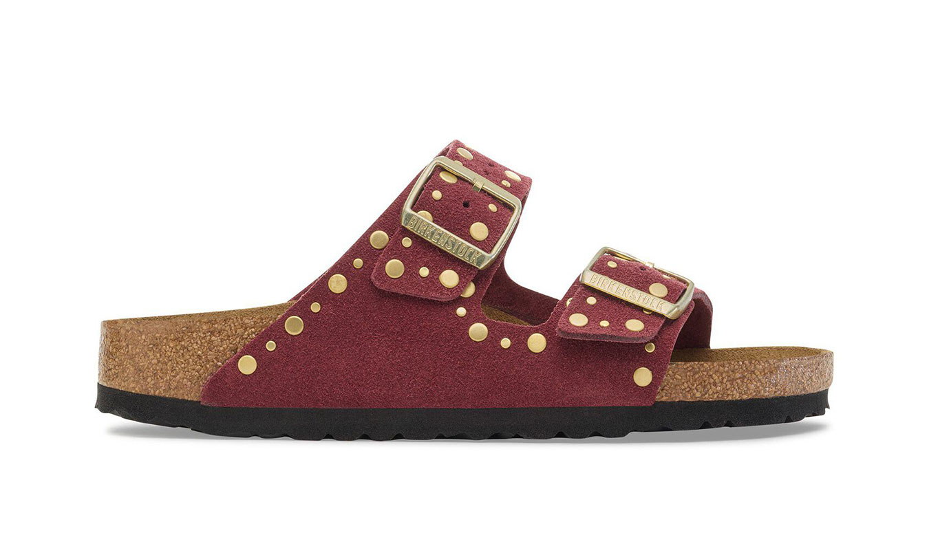 Birkenstock Arizona Rivet Suede Leather Regular Fit Donne - Sandali Birkenstock - Borgogna - 1030329-5