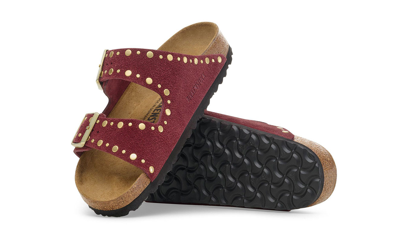 Birkenstock Arizona Rivet Suede Leather Regular Fit Donne - Sandali Birkenstock - Borgogna - 1030329-5