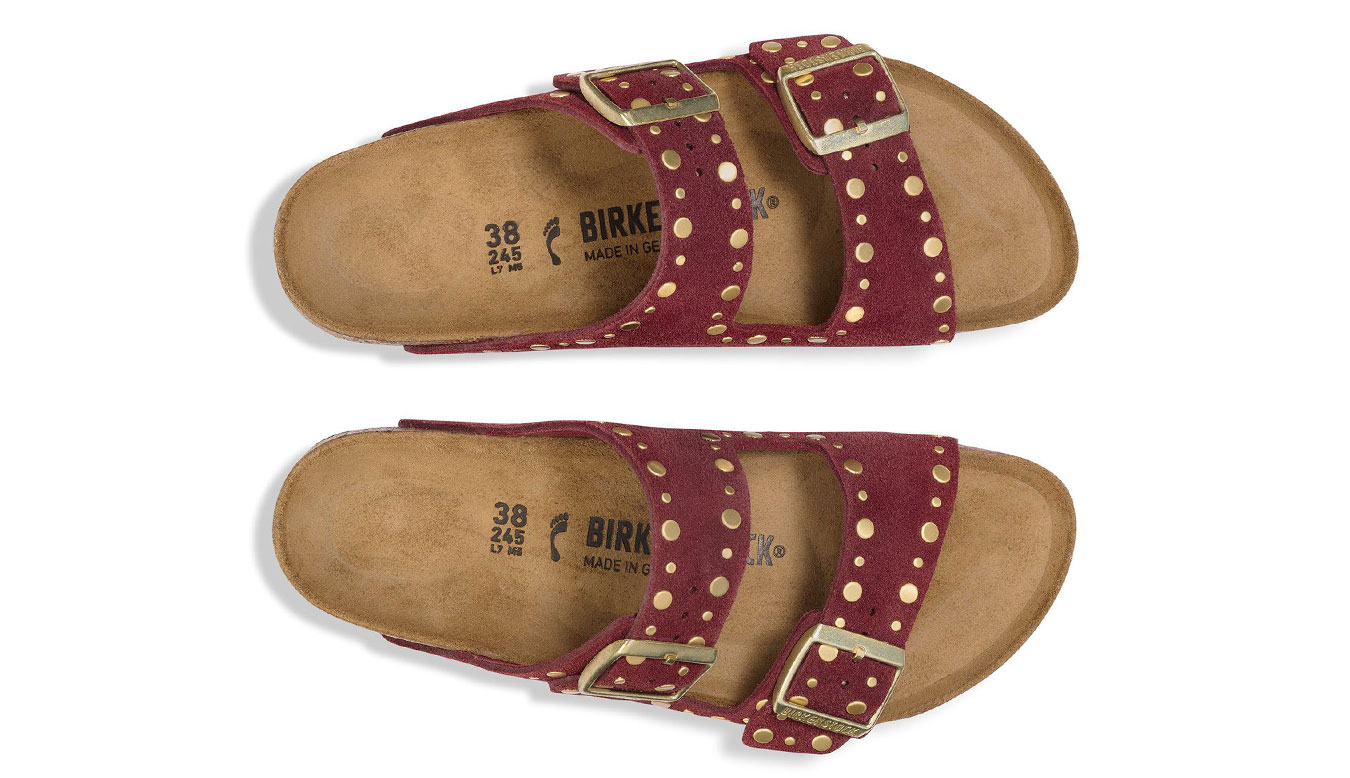 Birkenstock Arizona Rivet Suede Leather Regular Fit Donne - Sandali Birkenstock - Borgogna - 1030329-5