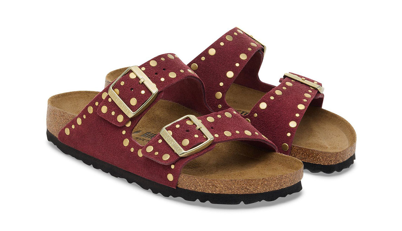 Birkenstock Arizona Rivet Suede Leather Regular Fit Donne - Sandali Birkenstock - Borgogna - 1030329-5