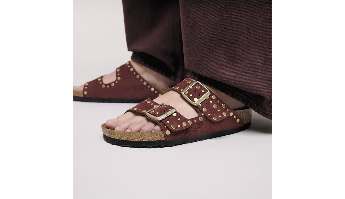 Birkenstock Arizona Rivet Suede Leather Regular Fit Donne - Sandali Birkenstock - Borgogna - 1030329-5