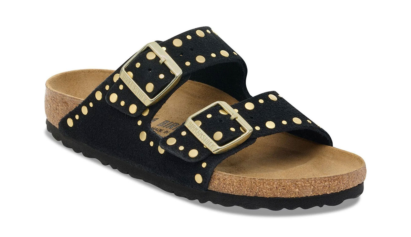 Birkenstock Arizona Rivet Suede Leather Regular Fit Donne - Sandali Birkenstock - Nero - 1030346-4.5