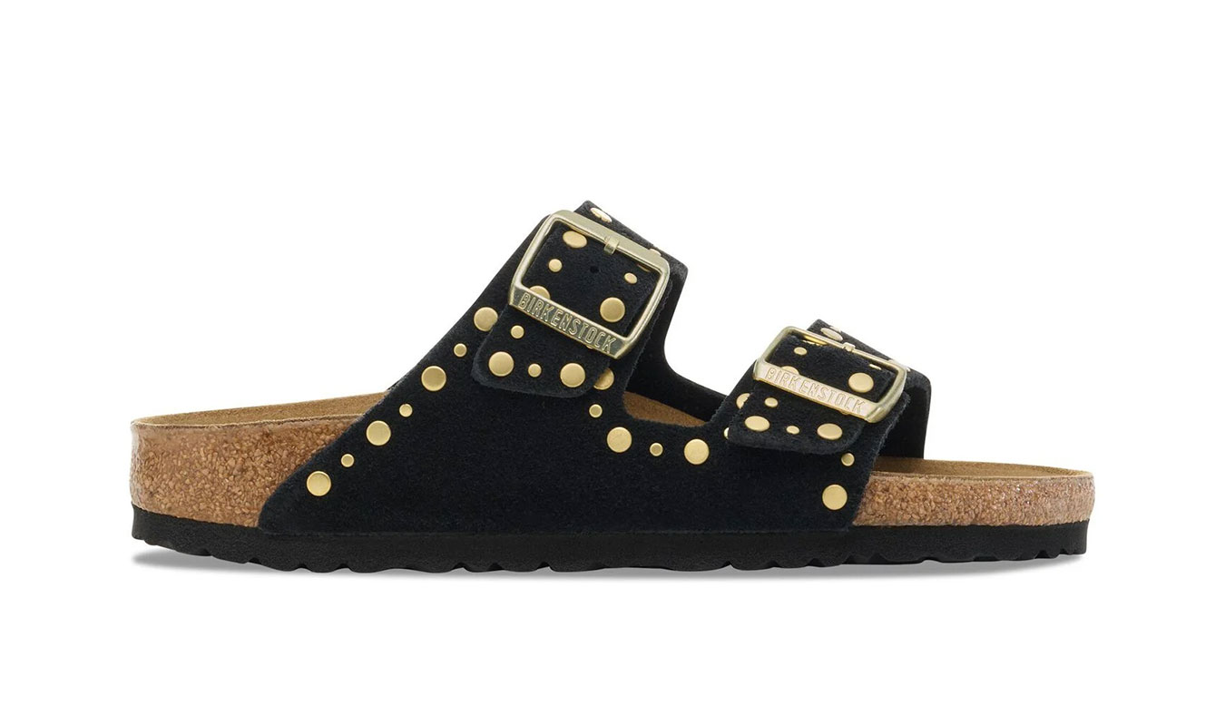 Birkenstock Arizona Rivet Suede Leather Regular Fit Donne - Sandali Birkenstock - Nero - 1030346-4.5