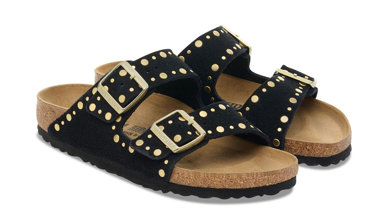 Birkenstock Arizona Rivet Suede Leather Regular Fit Donne - Sandali Birkenstock - Nero - 1030346-4.5