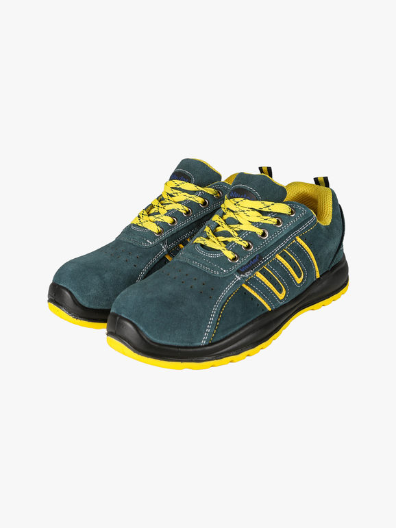 Blu Star Scarpe Da Lavoro Uomo In Pelle Scamosciata - Verde Antinfortunistiche Taglia 40