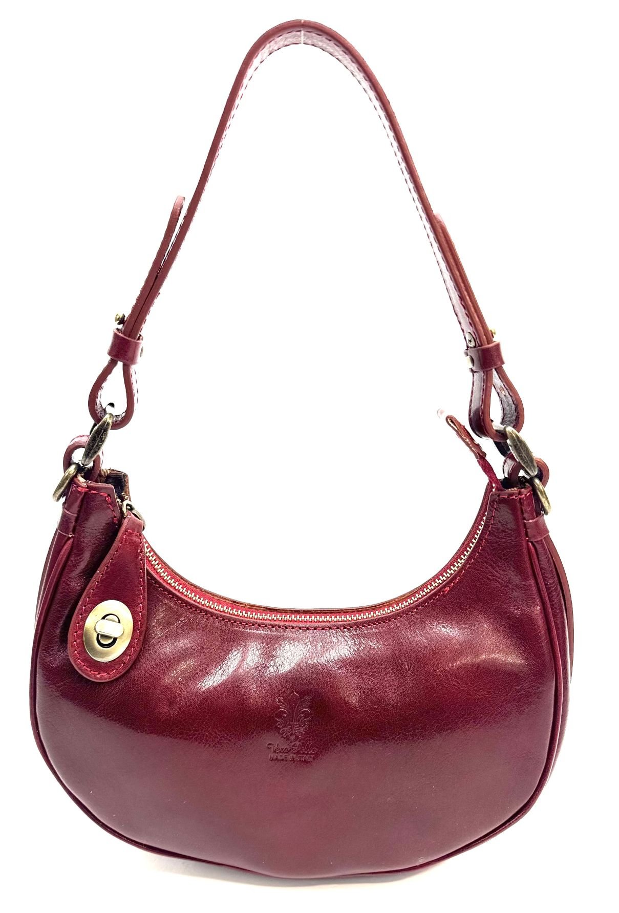 Borsa piccola in vera pelle, modello LUANA, colore ROSSO, CHIAROSCURO, Made in Italy