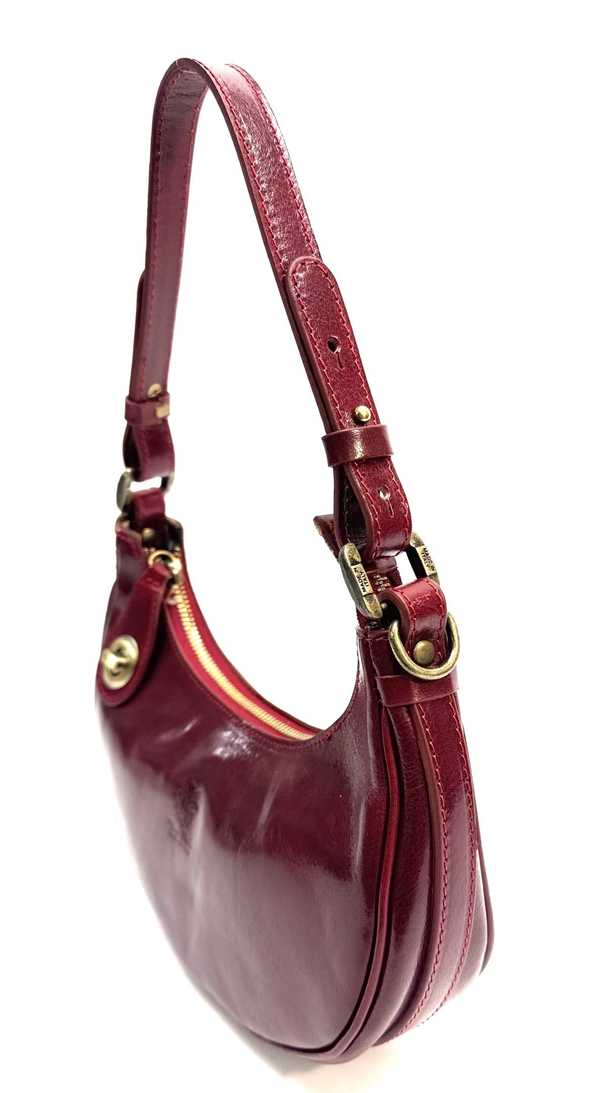 Borsa piccola in vera pelle, modello LUANA, colore ROSSO, CHIAROSCURO, Made in Italy