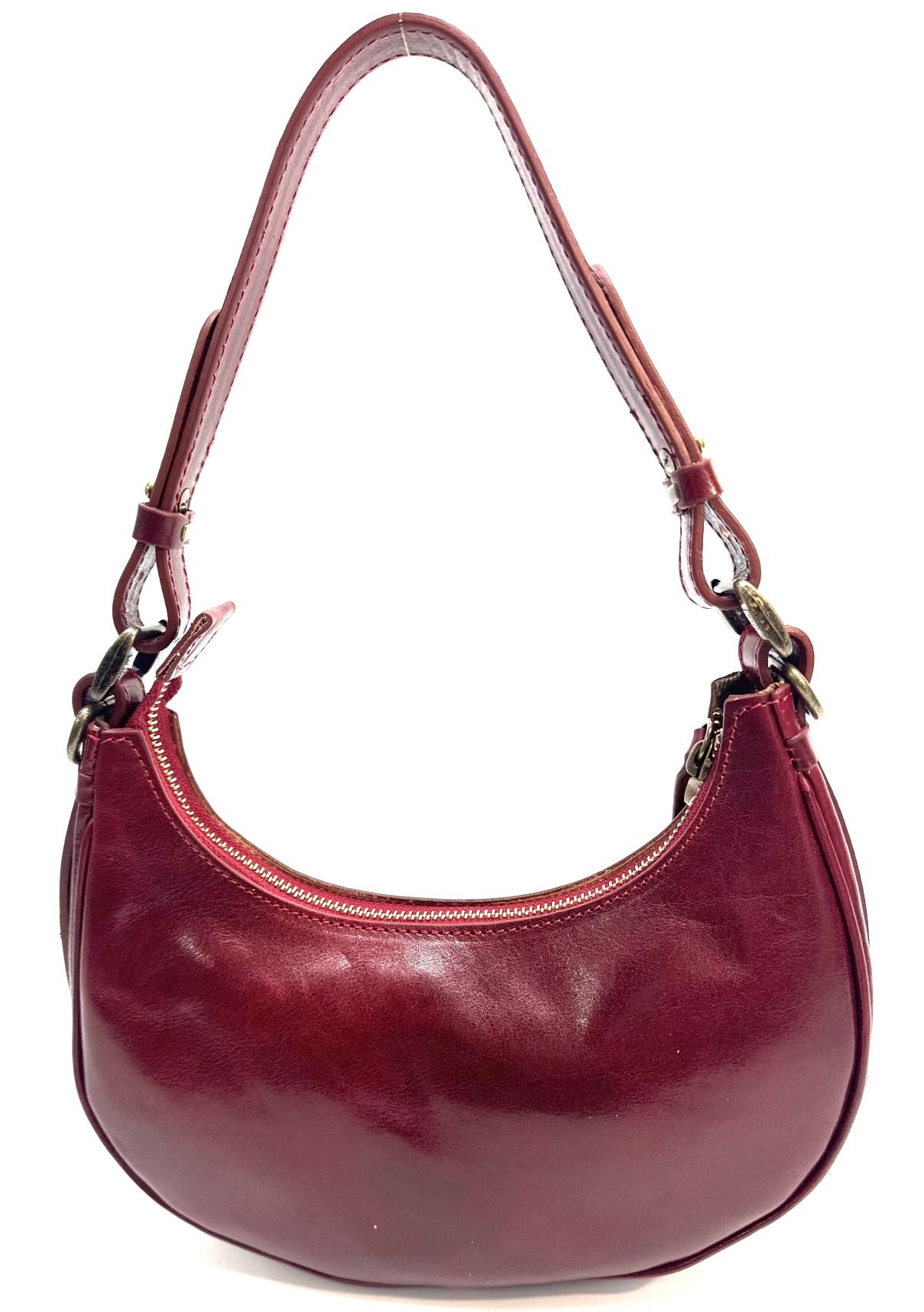 Borsa piccola in vera pelle, modello LUANA, colore ROSSO, CHIAROSCURO, Made in Italy