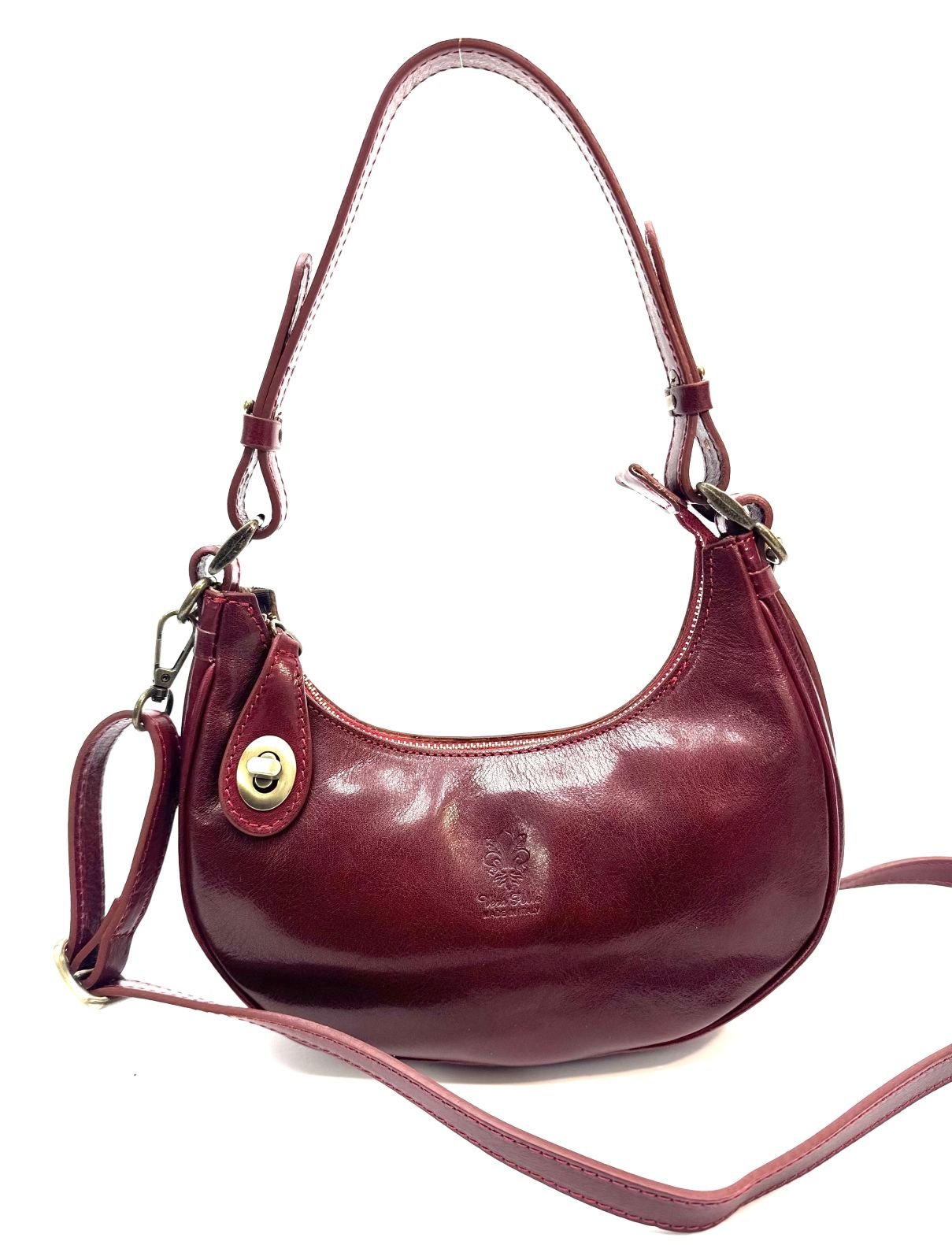 Borsa piccola in vera pelle, modello LUANA, colore ROSSO, CHIAROSCURO, Made in Italy