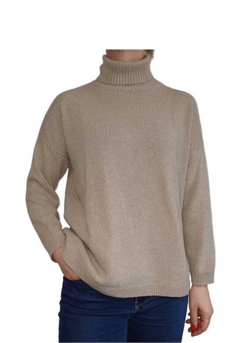 Lanaioli Cashmere Maglia Donna Over Collo Alto Cashmere Rigenerato