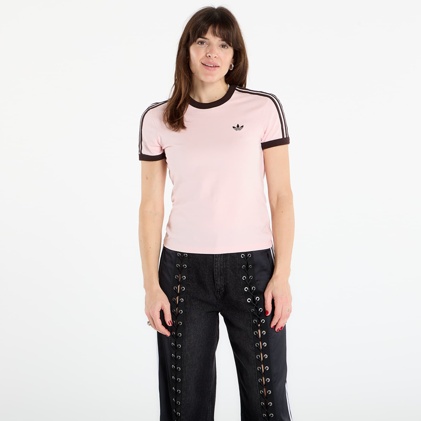 adidas Originals Maglietta adidas 3 Stripes Slim T-Shirt Sandy Pink/ White L