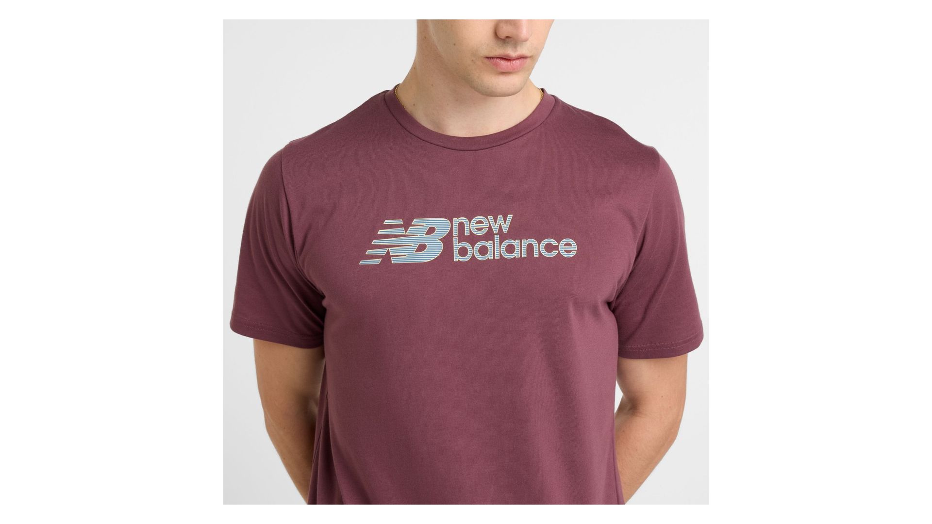 New Balance Uomo Heathertech Linear T-Shirt in Viola, Maglia di Poliestere, Taglia L