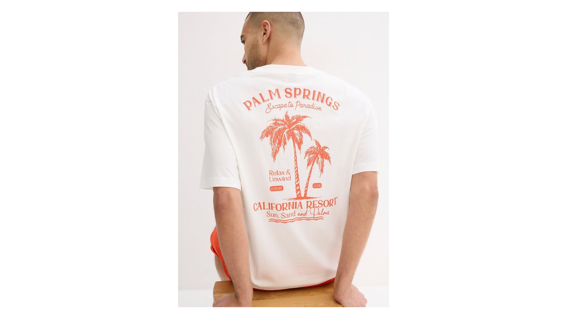 bonprix T-shirt con stampa dietro loose fit, Bianco, 100% cotone