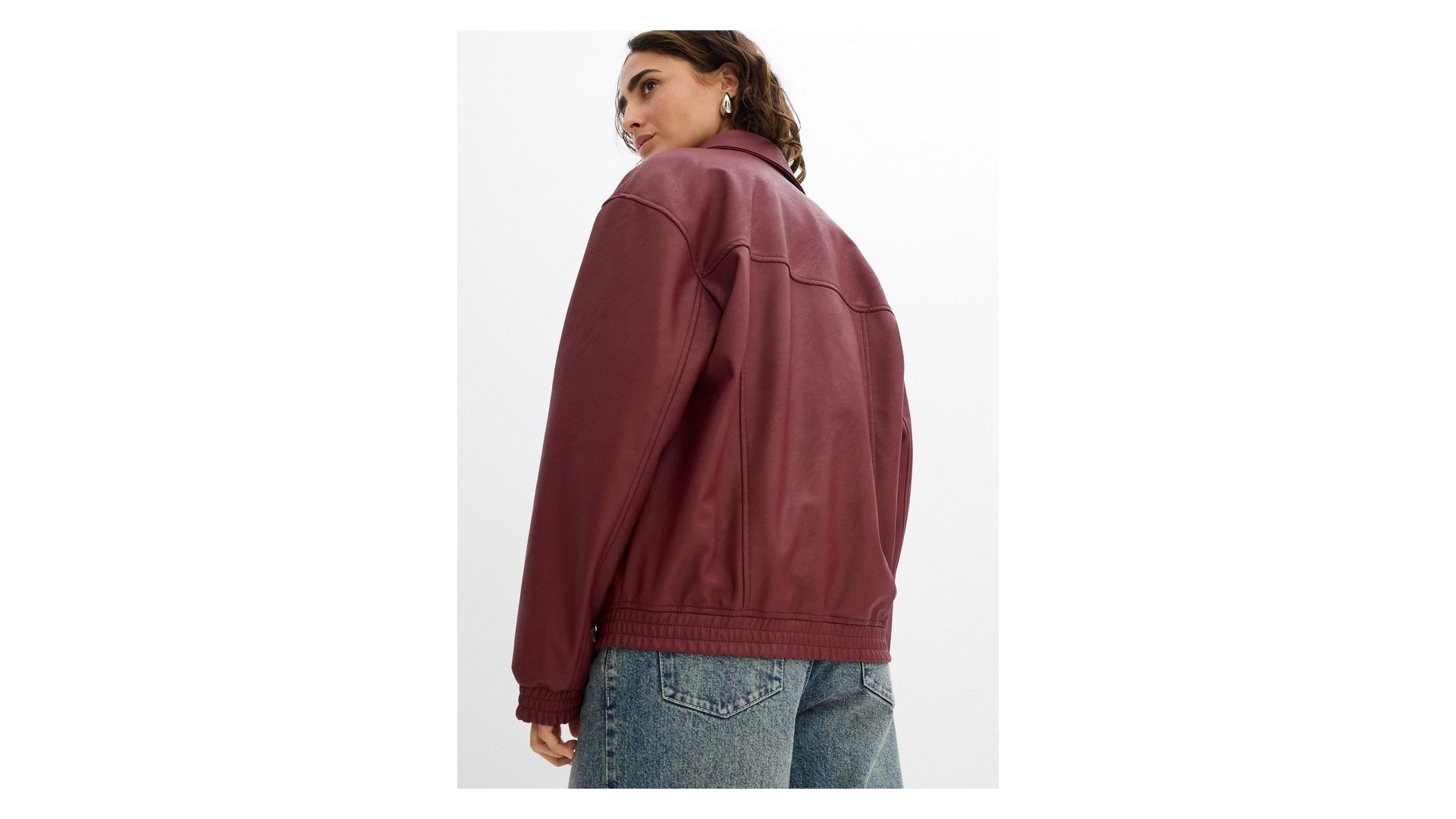 bonprix Giacca in similpelle oversize, Rosso