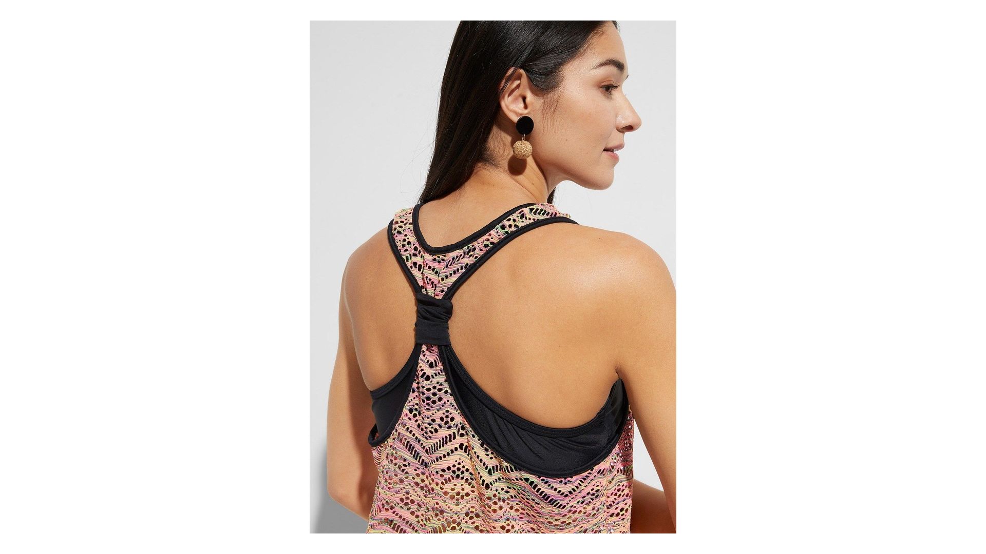 bonprix Tankini con pizzo elasticizzato (set 2 pezzi), Fucsia