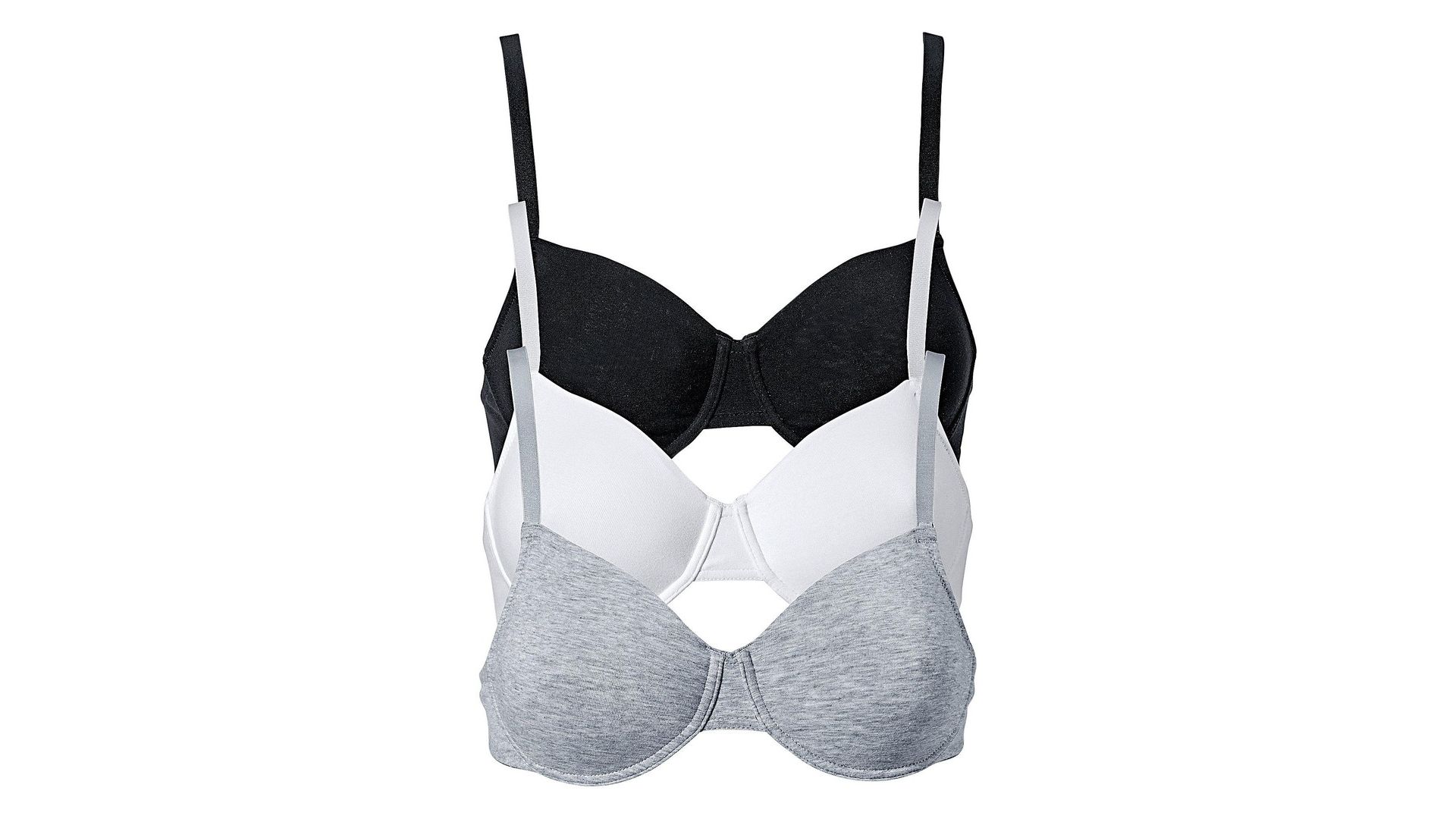 bonprix Reggiseno t-shirt con ferretto in cotone biologico (pacco da 3), Bianco