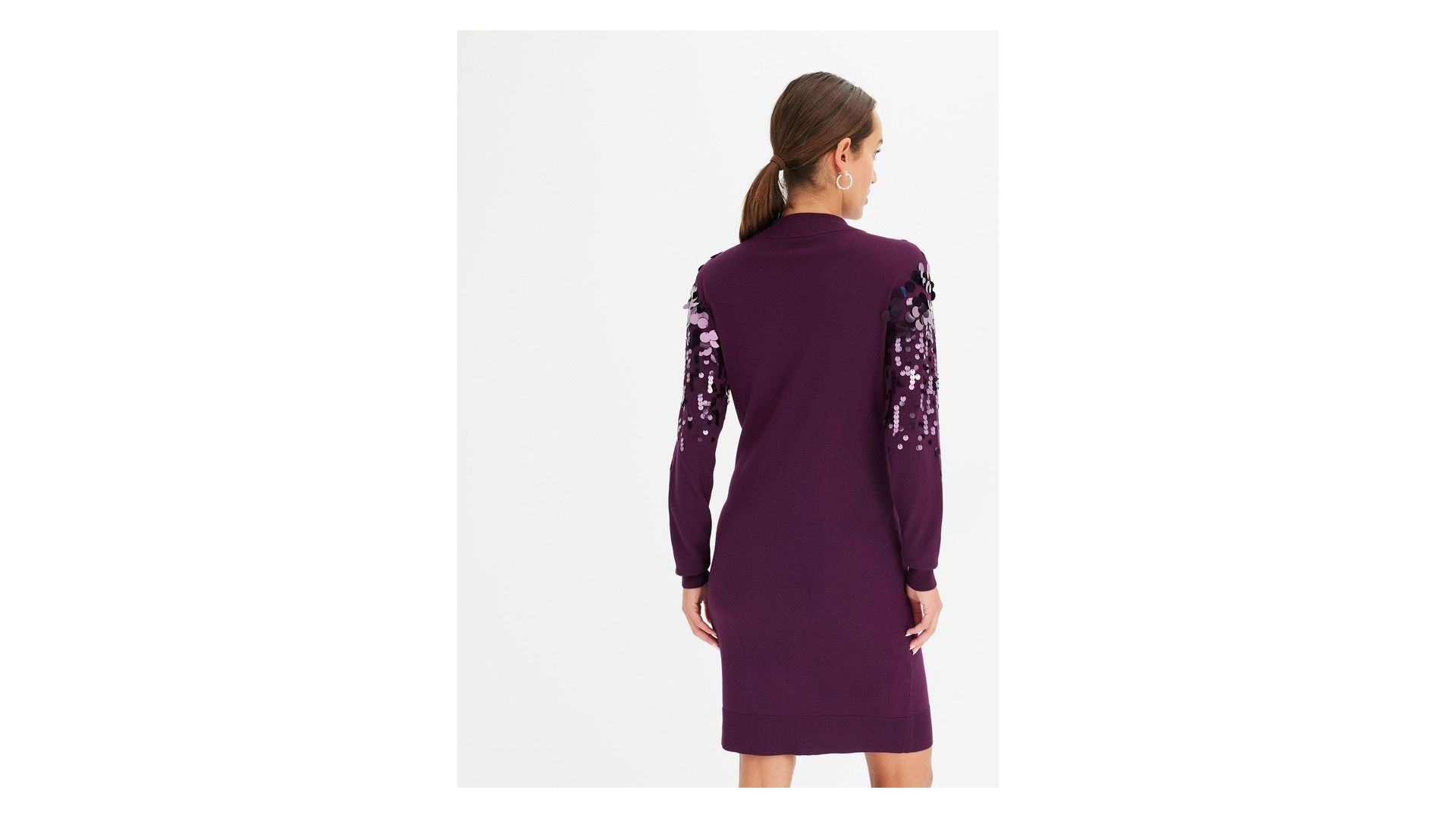 bonprix Abito in maglia con paillettes, viola
