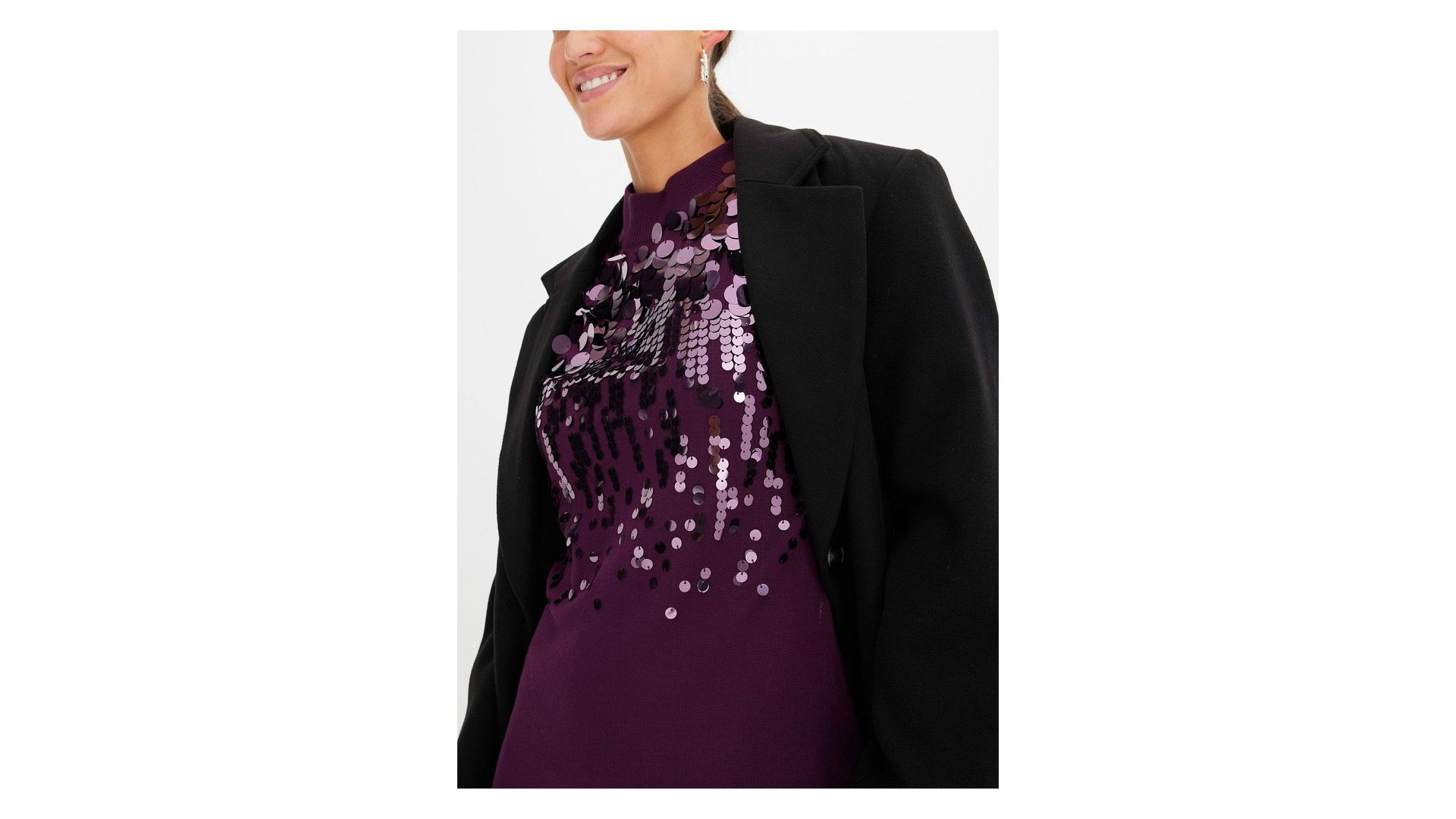 bonprix Abito in maglia con paillettes, viola