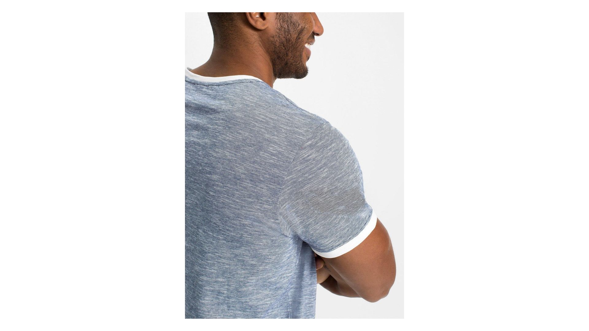 bonprix T-shirt con stringatura in cotone biologico, Blu, 100% cotone