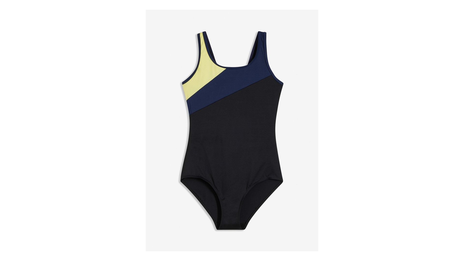 bonprix Costume intero sportivo con inserti a contrasto ad asciugatura rapida, Nero
