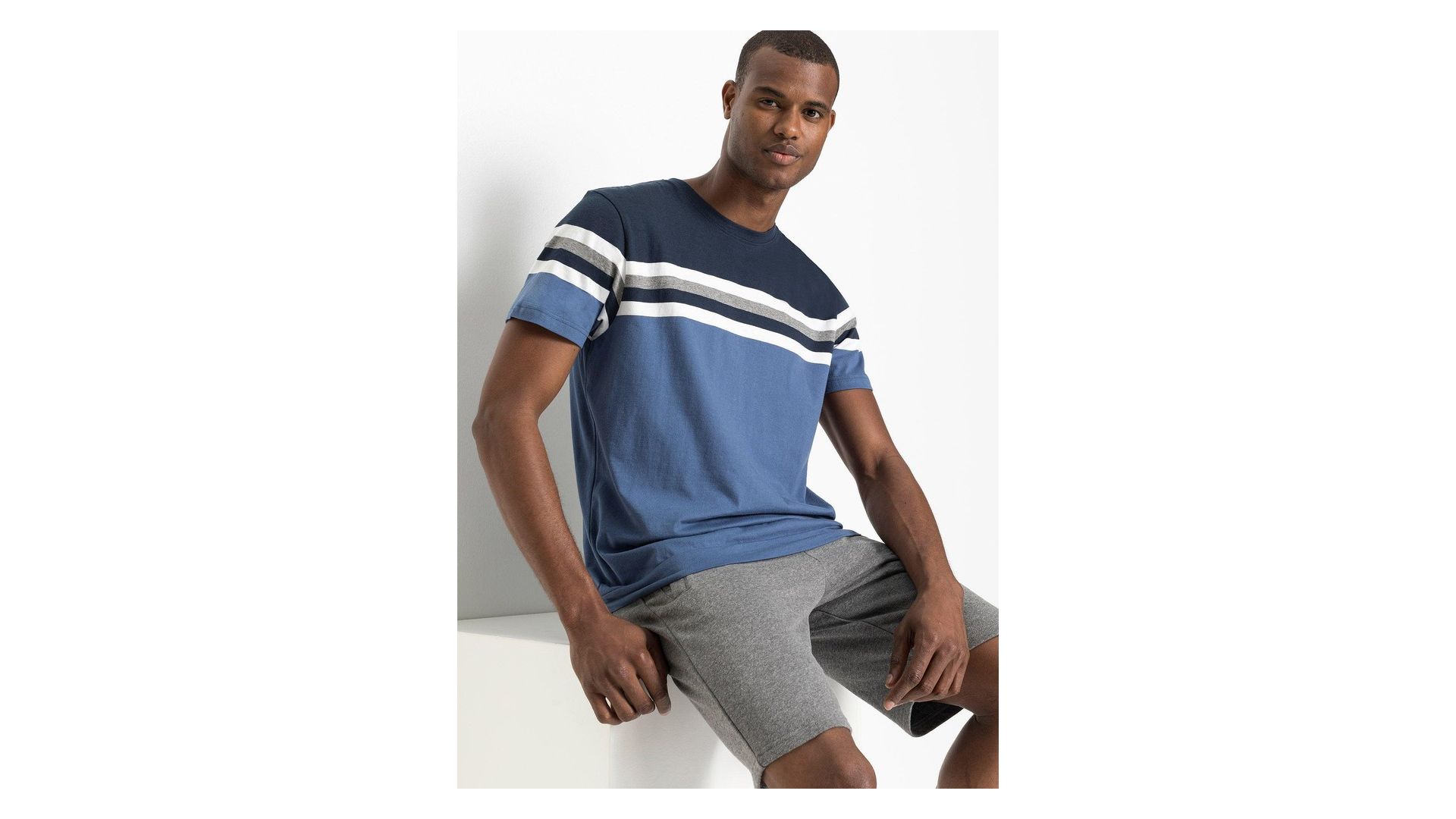 bonprix T-shirt in puro cotone, Blu, 100% cotone