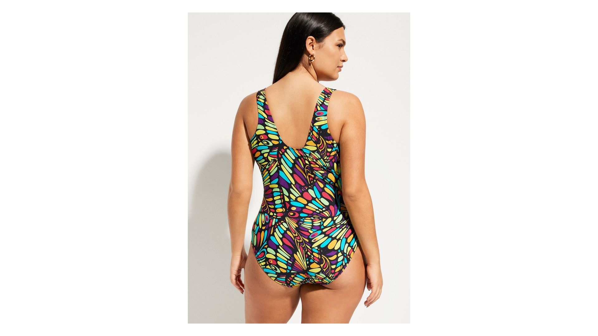 bonprix Costume intero in poliammide riciclata con effetto modellante medio, Nero