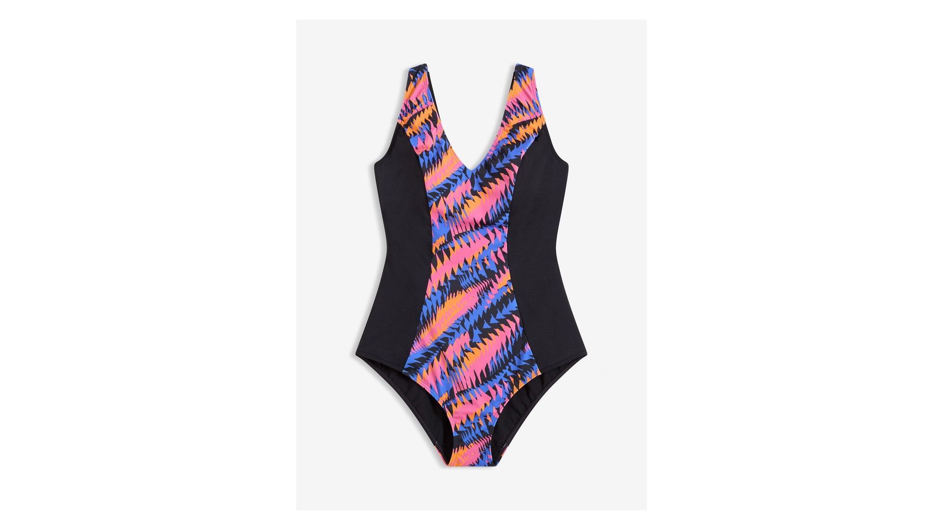 bonprix Costume intero con effetto modellante medio e inserti, Nero