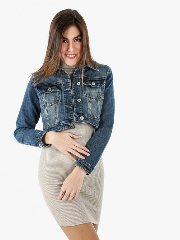 Solada Giacca In Jeans Cropped Da Donna - Taglia L