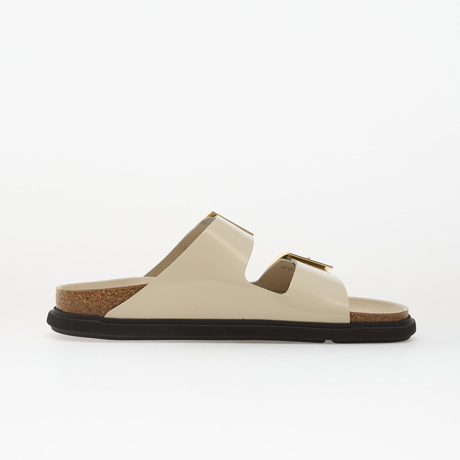 Sneakers Birkenstock Arizona Droplet Buckle Natural Leather Patent Women High-Shine Ecru